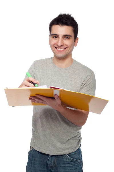 Hombre estudiando con dossier — Foto de Stock