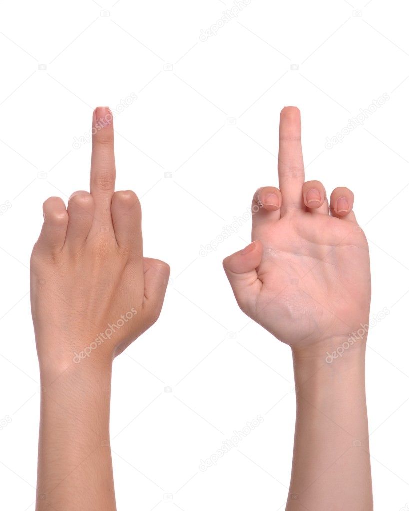 Gifts On Middle Finger On White Stock Photo 85526995