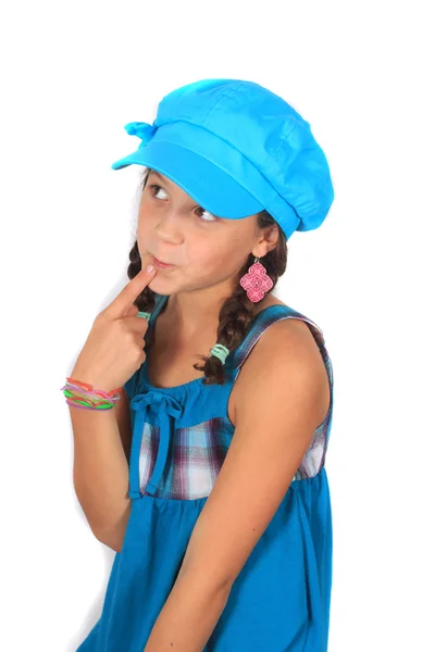 Cute ten year old girl contemplating — Stock Photo, Image