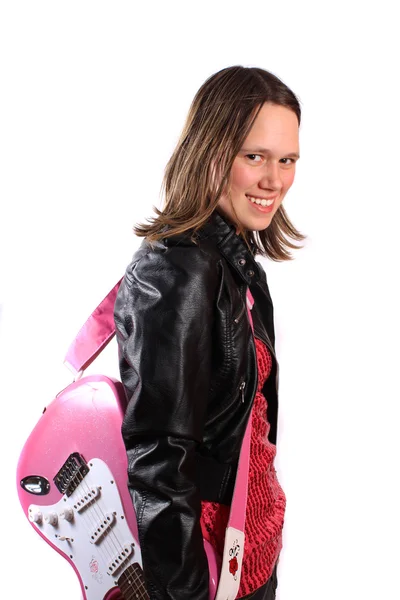Teen flicka med gitarr — Stockfoto