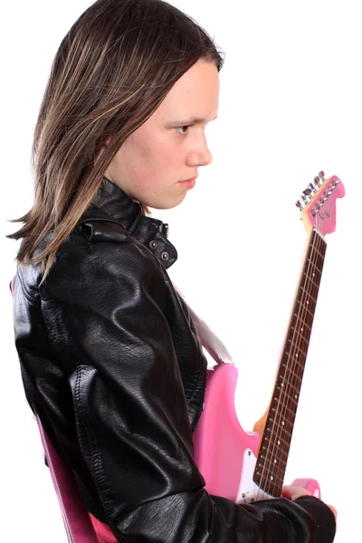 Dospívající dívka s kytarou — Stock fotografie