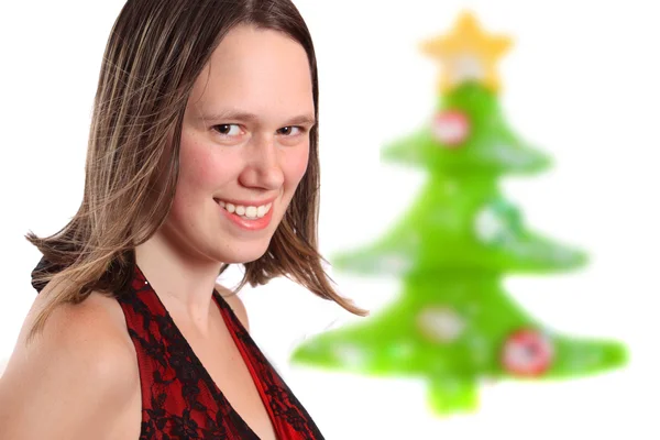 Muito vestido até Natal menina adolescente — Fotografia de Stock
