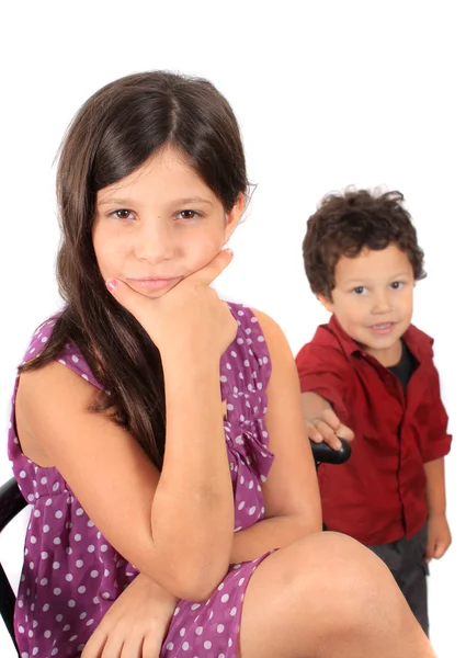 Gyerekek, egy fiú és egy lány — Stock Fotó