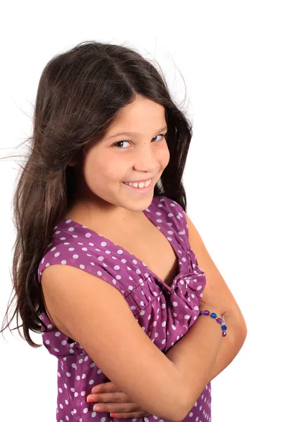 Pretty smiling eight year old girl — Stock Photo, Image
