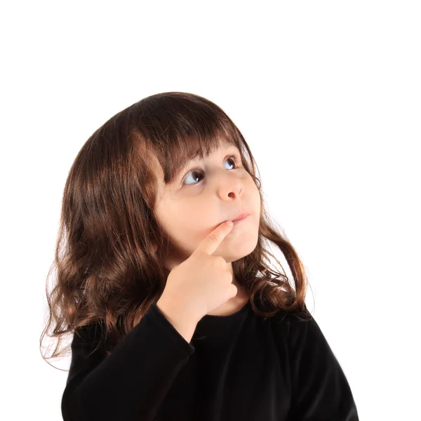 Pequena garota pensante — Fotografia de Stock