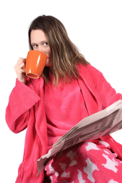 Girl getting up in the morning — Stock Photo, Image