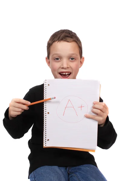 Boy with perfect school mark — Stock Photo, Image