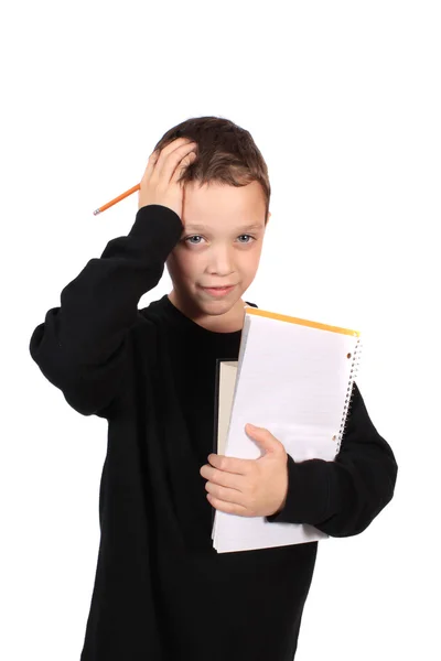 Οκτώ Χρονών Αγόρι Κεφάλι Λόγω Πονοκέφαλο Από Αίσθημα Συγκλονισμένοι Από — Φωτογραφία Αρχείου
