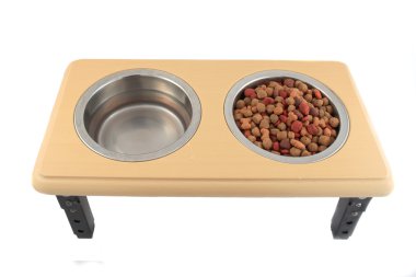Bowls of dogfood and water clipart
