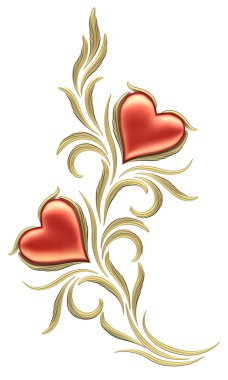 Two hearts with floral ornament clipart