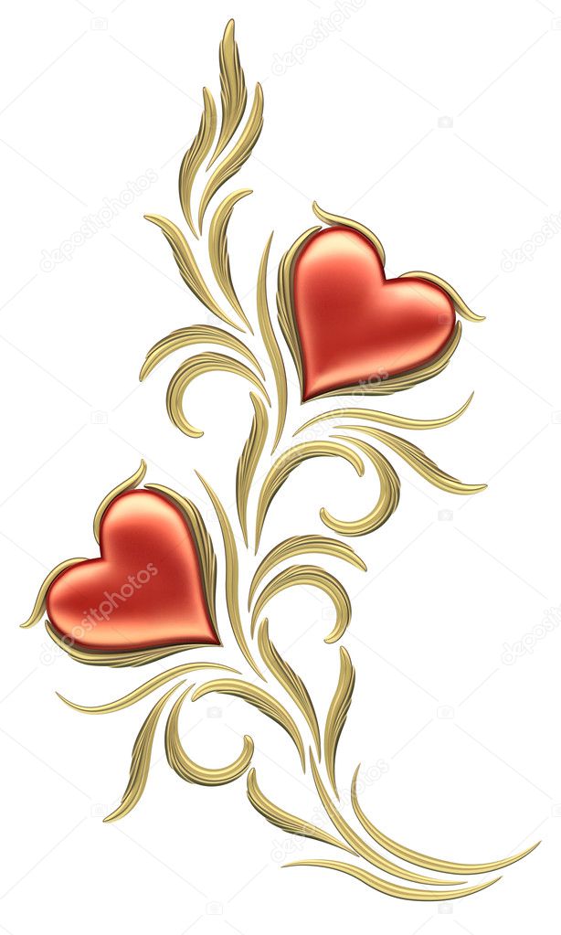 Two hearts with floral ornament