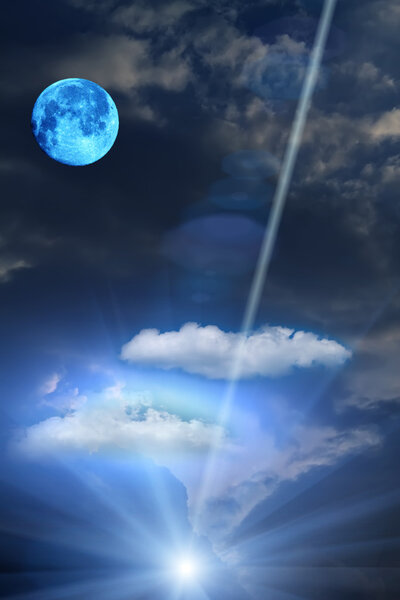 Sky clouds moon meteor