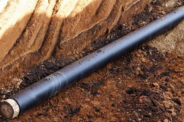 Pipe trench plastic polymer — Stock Photo, Image