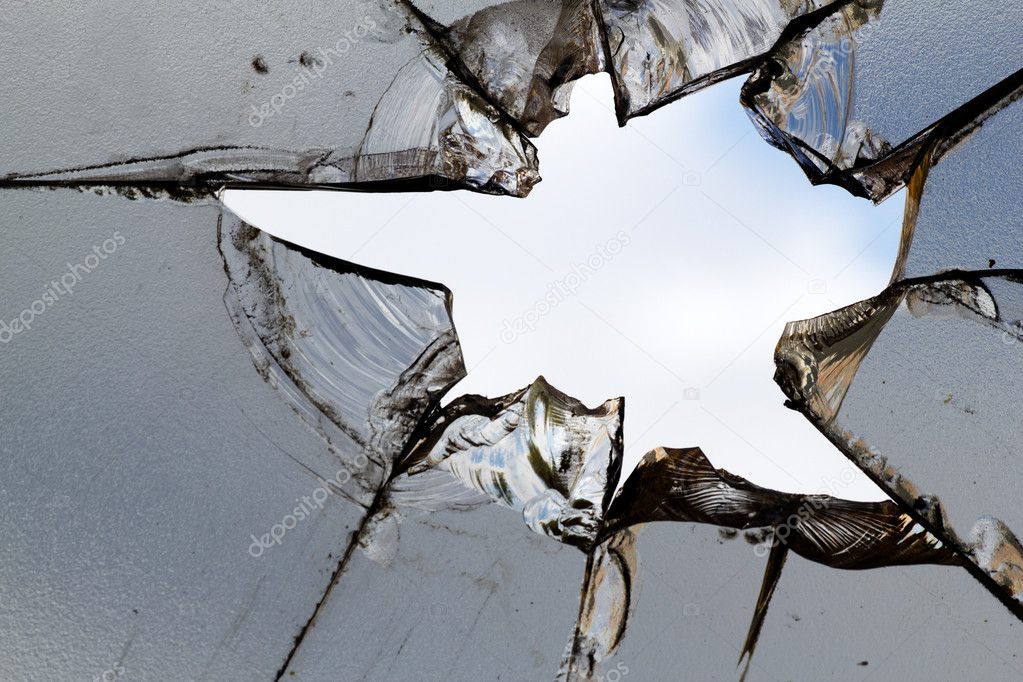 Glass broken hole cracks