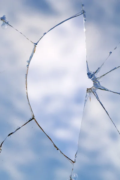 Sklo rozbité okno — Stock fotografie