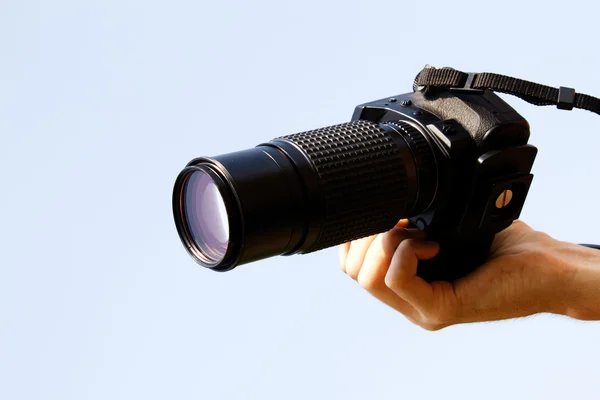 Camera hand optical — Stock Photo, Image