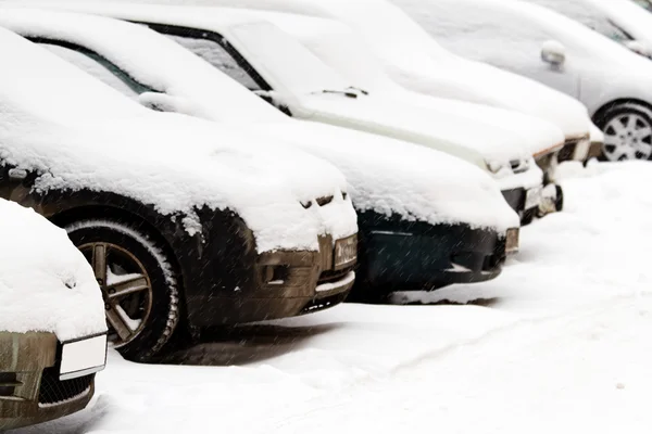 Schneesturm im Auto — Stockfoto