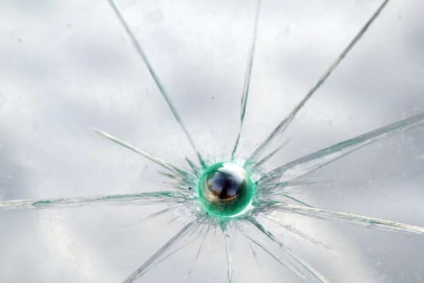 Glass Broken Bullet Shot — Stock Photo, Image