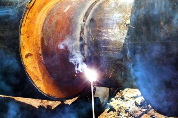 Svetsning Pipe Pipeline — Stockfoto