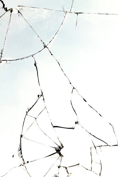 Hole cracks window broken — Stock Photo, Image