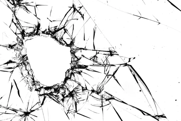 Hole cracks window — Stock Photo, Image
