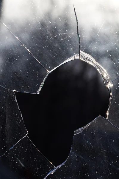 Vidro buraco negro quebrado — Fotografia de Stock