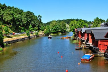 Porvoo. Riverside'da eski evleri