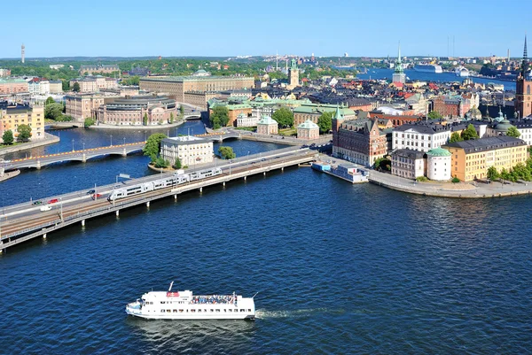 Θέα Προς Ιστορικό Κέντρο Της Στοκχόλμης Witn Κύρια Σημεία Ενδιαφέροντος — Φωτογραφία Αρχείου