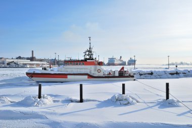 Helsinki. South Harbor in winter clipart