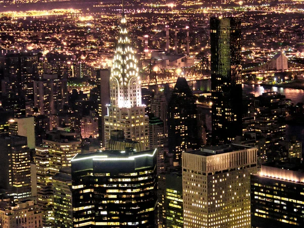 Vista notturna della città di New York — Foto Stock