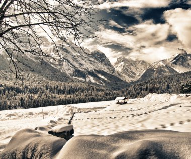 Snowy Landscape of Italian Alps on Winter, Italy clipart