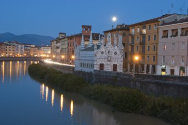Night in Pisa, Lungarni View clipart