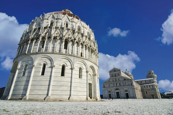 Piazza Dei Miracoli Pisa Nach Einem Schneesturm Italien — Stockfoto