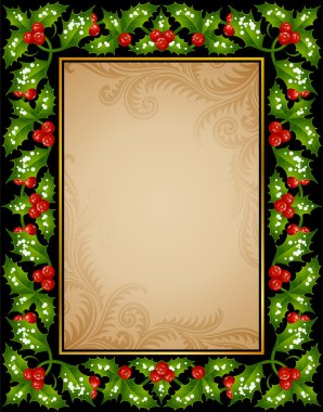 Holly frame 08 clipart