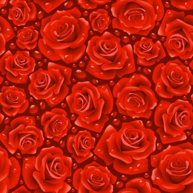 Vector red Rose seamless background 06 clipart