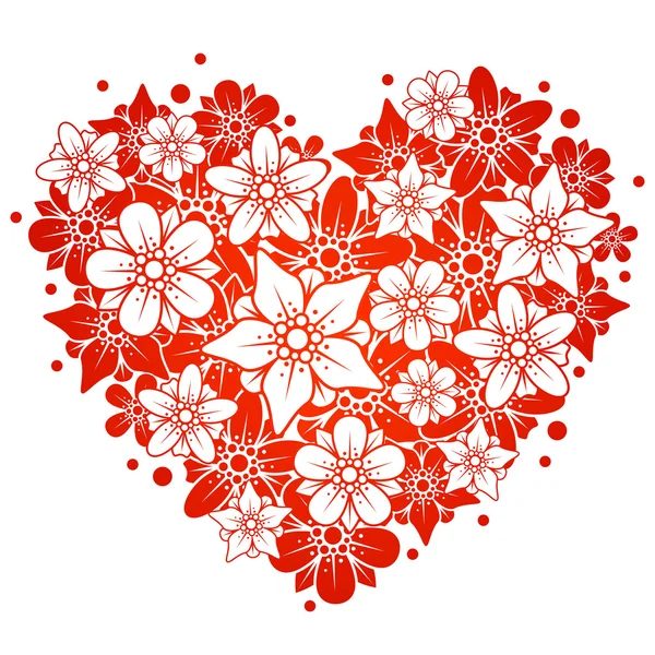 Rött blommigt hjärta — Stock vektor