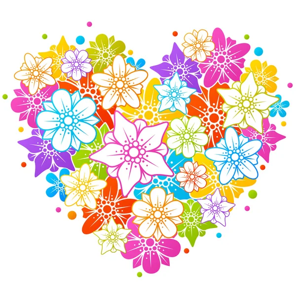 Πολύχρωμο floral καρδιά — Διανυσματικό Αρχείο