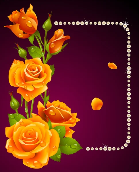 矢量玫瑰和珍珠帧。设计元素. — 图库矢量图片