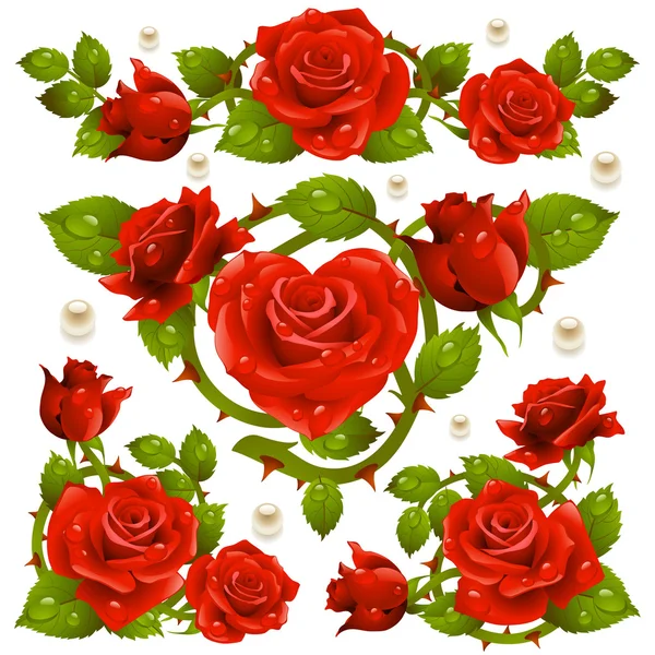 Κόκκινο τριαντάφυλλο σχεδιαστικά στοιχεία — Διανυσματικό Αρχείο