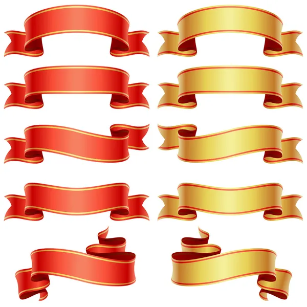 赤と金色のバナーセット — ストックベクタ
