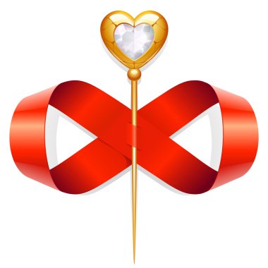 Red tape twirled in the shape of an infinity sign and gold needle with diam clipart