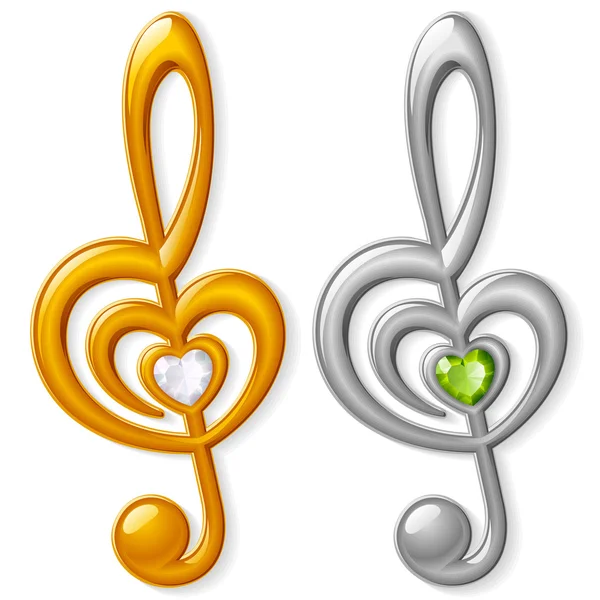 stock vector Treble clef in the shape of heart