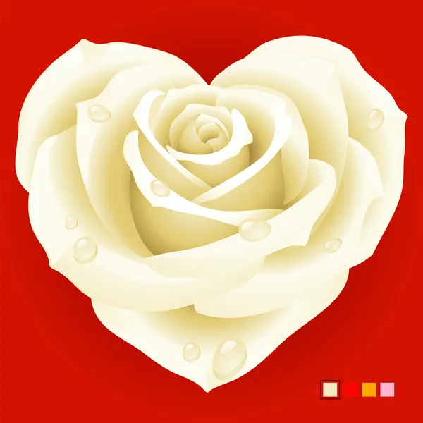 Векторная белая роза в форме сердца — стоковый вектор