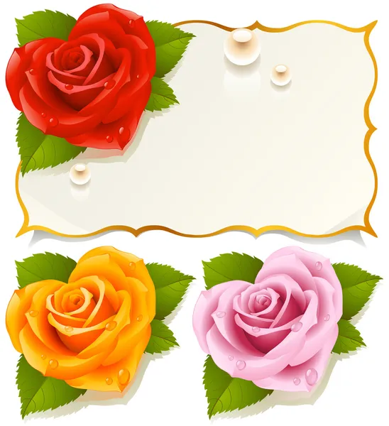 Carte de voeux avec rose en forme de cœur — Image vectorielle