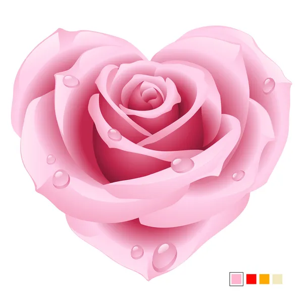 Vector pink rose in the shape of heart — Stock Vector