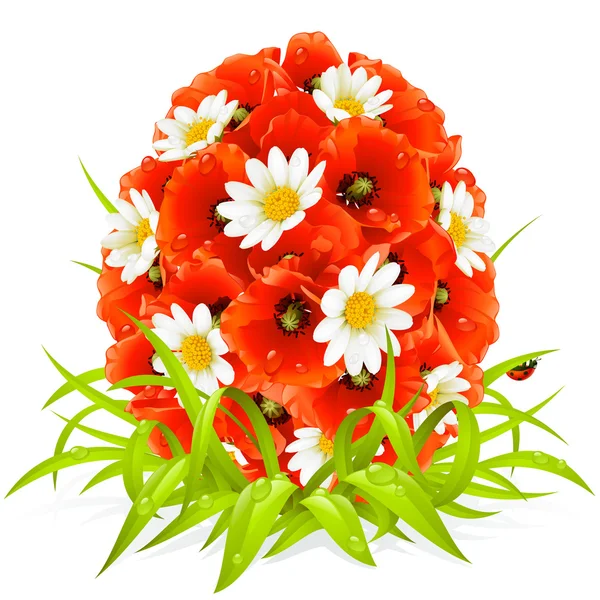 Paskalya yortusu yumurta şeklinde vektör bahar çiçekleri — Stok Vektör