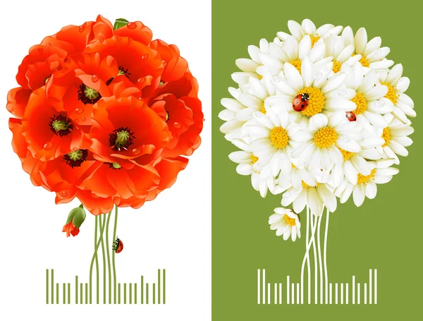 Tarjetas de felicitación floral — Archivo Imágenes Vectoriales