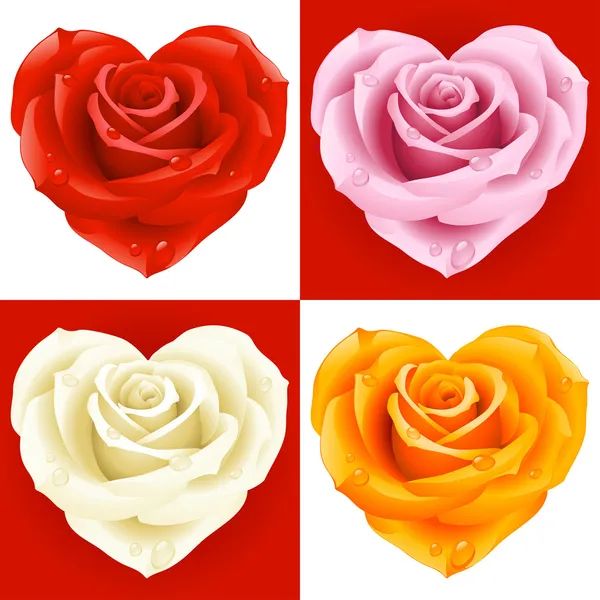 心的形状中的玫瑰 — 图库矢量图片