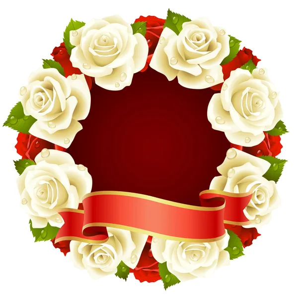 Векторная белая роза в форме круга — стоковый вектор