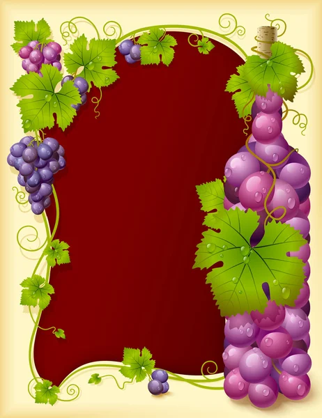 Vector grape frame with crown — Stock Vector